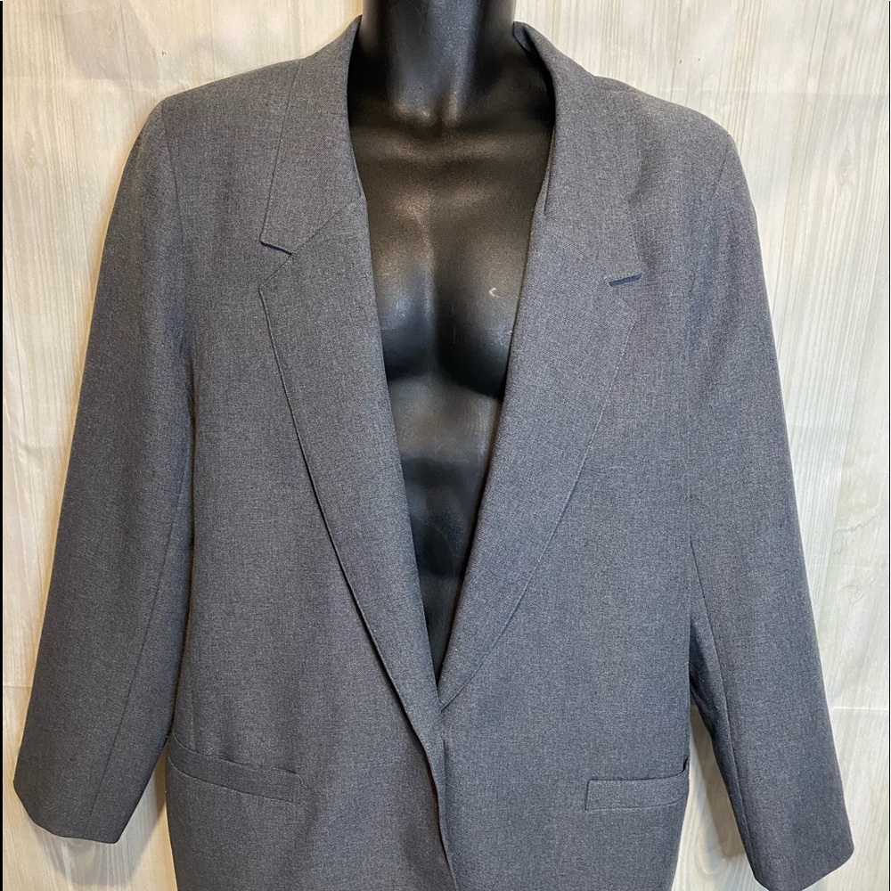 Vintage Levi Strauss & Co Bend Over Gray Polyester Blazer size 18 Made in USA!